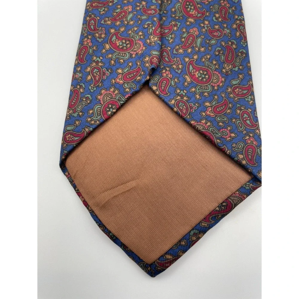 BERT PULITZER Men's Silk Paisley Necktie Blue Red Green - Picture 4 of 5